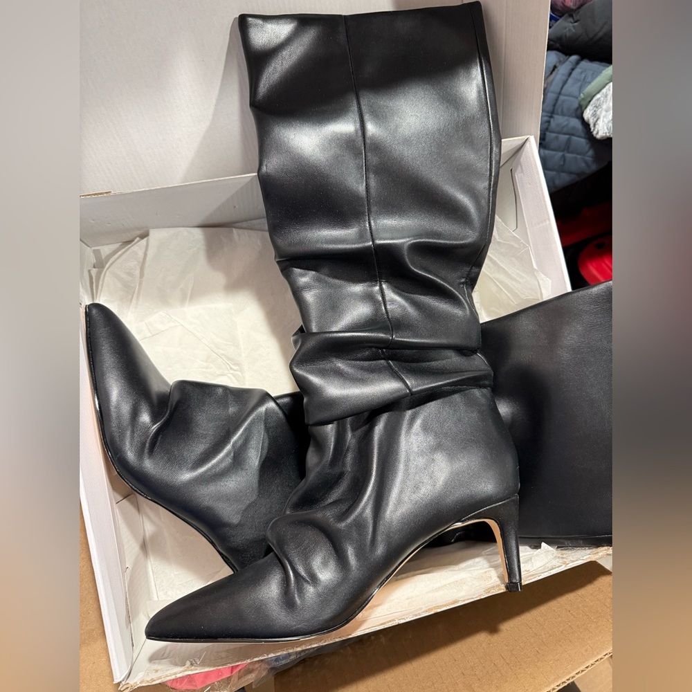 Marc Fisher Black Slouchy Heeled Boots